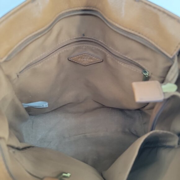 👜 Fossil Convertible Pebbled Leather Satchel–Backpack–Shoulder Bag | Tan - Picture 7 of 11